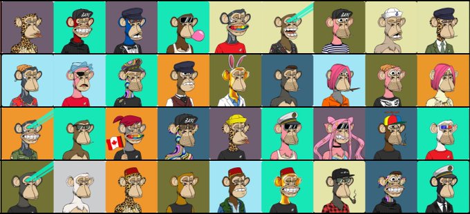 The image features a grid of cartoon monkey characters wearing glasses, hats, and other accessories. The monkeys are arranged in rows with each row containing a different number of characters. Some of the monkeys have sunglasses or hats on their heads, while others appear to be engaged in various activities such as eating or drinking. The post that accompanies this image is titled "They called it dead you can'nt kill a culture BAYC was never just hype it was identity it was community it was a movement the apes never left CT just got distracted now the energy feels familiar again".