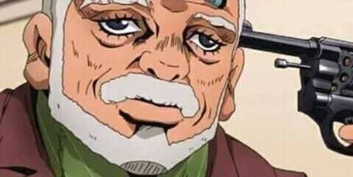An anime-style illustration shows an older man with a white beard looking tense as a revolver is held to the side of his head. The image humorously fits the "swordcat holders rn" meme, depicting the stressful situation faced by those holding the "swordcat" meme token.