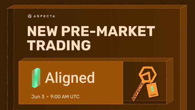 The image features a brown box that says "New Pre-Market Trading" written in white text, along with an orange triangle symbolizing a key or lock. The background of the image is black, making the brown box stand out prominently. Below the box, there's a description of the event, which includes details about the auction and the types of tokens being offered for sale.