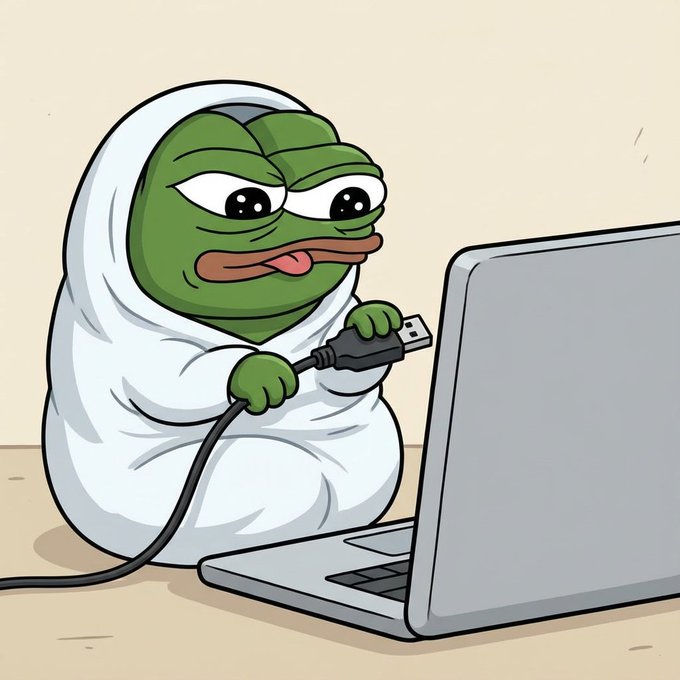 The image features a cartoon frog sitting next to an open laptop computer, with its tongue sticking out. The frog appears to be plugged into the laptop using a cord or cable. The background of the image is white, which contrasts nicely with the green color of the frog and makes it stand out.