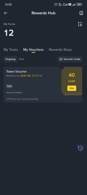 The image shows a phone screen displaying a rewards hub app, which has a list of rewards for users. The main focus of the image is a message that reads "Today I suddenly saw that I got 40+40 total 80 CHIP tokens in 2 accounts." This message indicates that the user has earned a significant amount of tokens from their rewards account and has been rewarded with more tokens than they initially had.