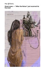 A Fox News mobile article preview by Yael Halon with the headline 'Great news — 'After the Noise' just received its first seal!' featuring an image of a woman with long brown hair facing a gilded mirror.