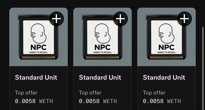 三个属性为NPC,Standard Unit,Top Offer,0.05858 WETH,0.0898 WETH