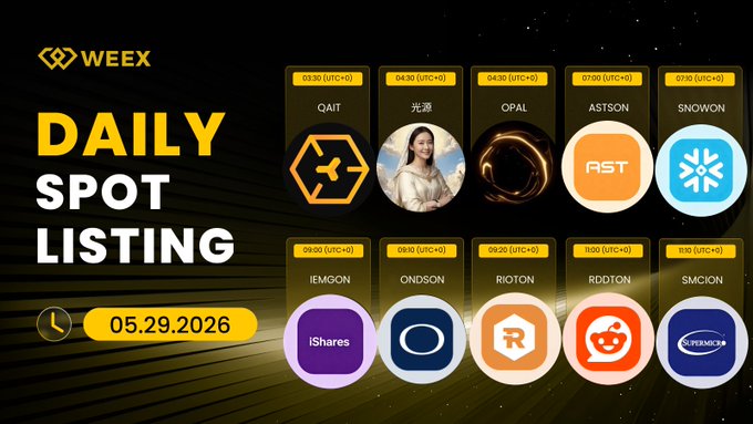 The image features a poster with various logos, including one for Weex, another for daily spot listing, and several other logos representing different companies or apps. The poster also includes text that reads "Daily Spot Listing" and provides information about the event.