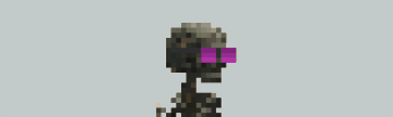 A pixel art skeleton with glowing purple eyes stands against a light blue background. The image appears to illustrate the post's theme of upcoming upgrades being in development, with the skeleton potentially representing one of the "perished argonauts" awaiting its burning animation upgrade.