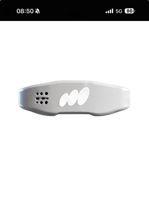 The post shows a screenshot of a sleek, futuristic-looking white device with a small speaker grille and a stylized "W" or double-curve logo on its side, likely a Robinhood NFT-related hardware or accessory. The accompanying Vietnamese caption ("NFT project on Robinhood, heard the dev is American, works tech at Amazon, check it out guys") suggests the device may be tied to a new NFT initiative tied to former Amazon tech talent at Robinhood.