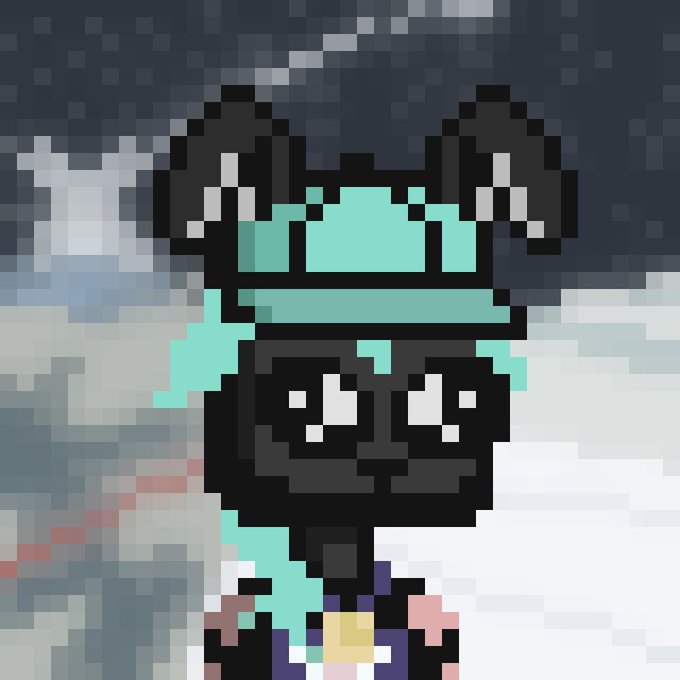 The image features a cute cartoon character with black hair styled into pigtails wearing blue glasses, a green cap, and an adorable pink necklace. The character appears to be in front of a snow-covered area. There are a few text elements on this image, such as "There are NFTs," which suggests that it might be related to cryptocurrency or an NFT art piece. Another post mentioned is "gm if you believe in NFTs", possibly referring to the game Fortnite.