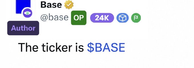 The image features a logo with various icons including an "author" icon, a "base" icon, and several different icons related to Base. The text displayed next to these icons reads "The ticker is $BASE. A lot of people are asking about a @base airdrop. I'm asking something else: ... how many transactions on Base? ... how many active days?" In addition, the image includes an explanation about how to use an app in Base.