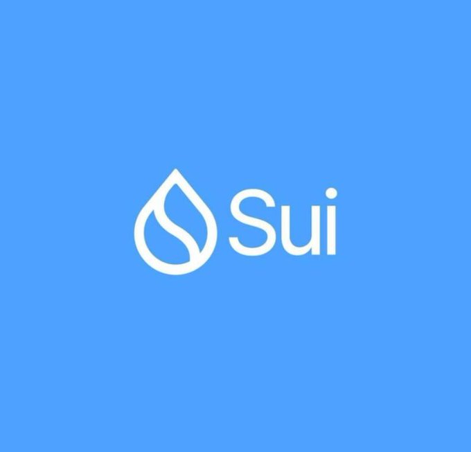 The Sui logo featuring a stylized water drop icon alongside the word 'Sui' in white text on a bright blue background.