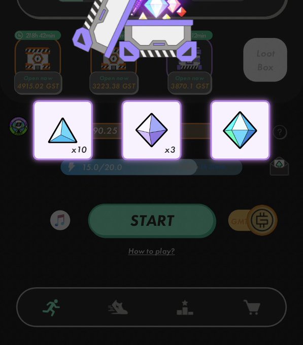 The image shows a phone screen with three different game options displayed, each represented by a small square icon. The icons are arranged vertically, with the first one at the top, the second one in the middle, and the third one at the bottom of the screen. The text "StepN" is also visible on the screen. The post seems to be discussing how to play a game using these options.