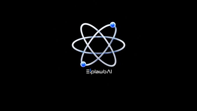 The image features a logo for an AI project called "EIPLAWB" with a black background, white circles, and blue lines. The text below the logo reads "EIPLAWB Al", which translates to "EIPLAWB AI". The image also includes a caption that says "No rug. No owner privileges. No hidden switches. Just code and relentless builders."