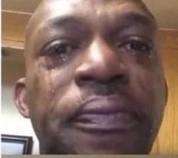 Close-up selfie of Michael Jordan appearing visibly emotional, with tears in his eyes.