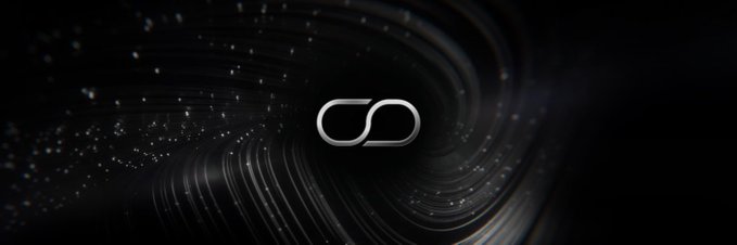 A metallic infinity symbol logo glows at the center of a swirling dark vortex of light streaks and particles, visually representing the concept of an ongoing, interconnected journey. The image ties into the post's theme of @c8ntinuum by symbolizing continuity and the endless accumulation of activity that shapes a user's Network Score across seasons.