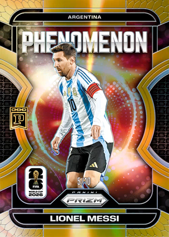 The image features a soccer player, Lionel Messi, wearing his uniform and holding up an autograph for fans. He is positioned close to the center of the picture. In the surrounding area, there are some text elements that read "Lionel Messi #5/10 SOLD for $599.00 (0.37 ETH) ... See more #LionelMessi for sale nft.paniniamerica.net/marketplace/nf ... #PaniniNFT". The image showcases the popularity of this soccer player and his connection to the Panini Blockchain.