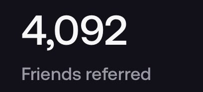 The image displays "4,092 Friends referred" in large white and gray text on a black background, suggesting the poster is highlighting their referral milestone—likely tied to Chainers' referral program—as they aim to add 1,000 more friends to reach a new threshold.