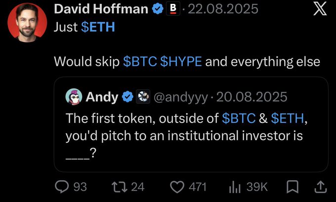 In this image, there is a Twitter account featuring two tweets by David Hoffman. The first tweet asks if someone would "skip $BTCH and everything else". The second tweet mentions that it's the first taken outside of Bitcoin & SETH, with a response to the question about its value. In the comments section below these tweets, there are several other users expressing their opinions on cryptocurrency and blockchain technology in the form of text messages or responses to David Hoffman's posts.