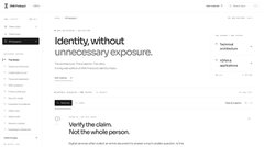The image shows a webpage from DNAFund featuring the headline "Identity, without unnecessary exposure," alongside a section introducing the company's platform. It aligns with the accompanying post about DNAOnChain's whitepaper on decentralized identity, visually highlighting the privacy-focused institutional credential system being promoted as a key feature.
