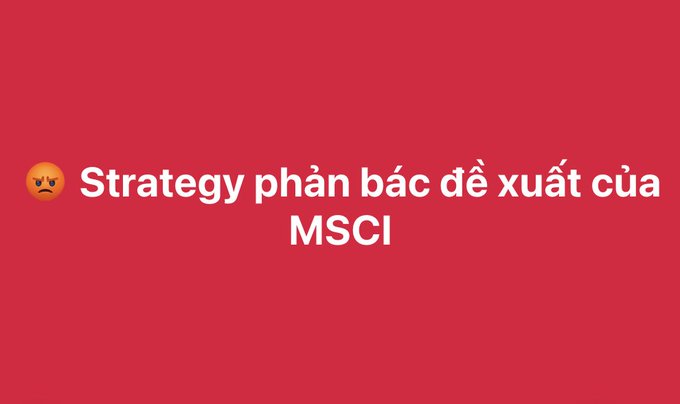 A red graphic with Vietnamese text 'Strategy phân bậc đề xuất của MSCI' accompanied by an angry face emoji.
