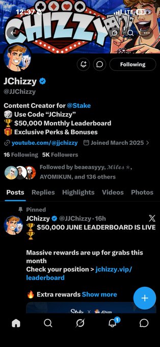The image shows a Twitter screen with a post from a user named "JChiZzy" that says, "Can I win? Thank you king BakyXRTtW2cdivHrqoENQhSfaMjGLRgDudV8QSBGcKNf". The post is about a game and the user wants to know if they can win. The image also includes a link to a video that might provide more information or instructions on how to play the game, as well as a message from another user congratulating them for their efforts in the game.
