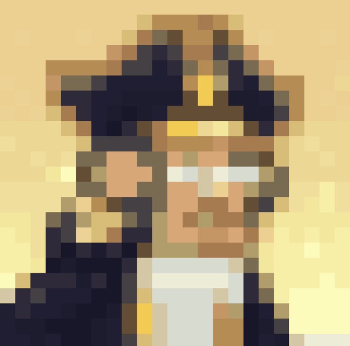A heavily pixelated, low-resolution portrait of a person, rendered in blocky brown, tan, black, and white squares. It accompanies “i bet if u squeeze ur eyes u gonna see me,” matching the idea that the person may be hard to recognize until you squint.
