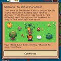 A mobile game interface welcomes a player back with a message about a 'Total Paradise' and shows tomatoes ready for harvest.