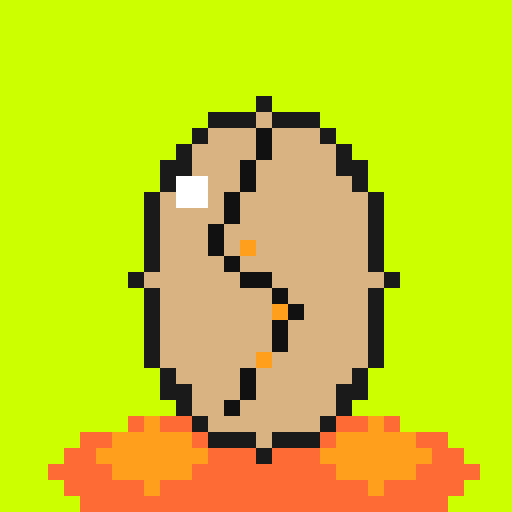 A pixel art egg with visible cracks on a lime green background, above orange flames, hinting at a "hatching" reveal countdown teased by @RobinhoodCrypto.