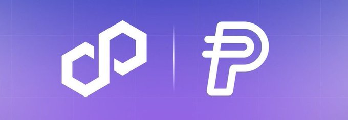The image displays the Polygon ($POL) logo alongside the PayPal ($PYUSD) logo on a purple gradient background, visually representing PayPal's PYUSD stablecoin now being natively integrated on the Polygon network.