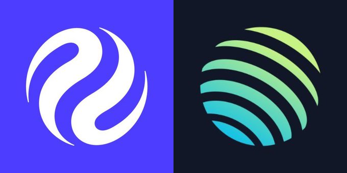Side-by-side logos: the white swirled Wavecat logo on a purple background and the green/blue layered Wavecat logo on a dark background.
