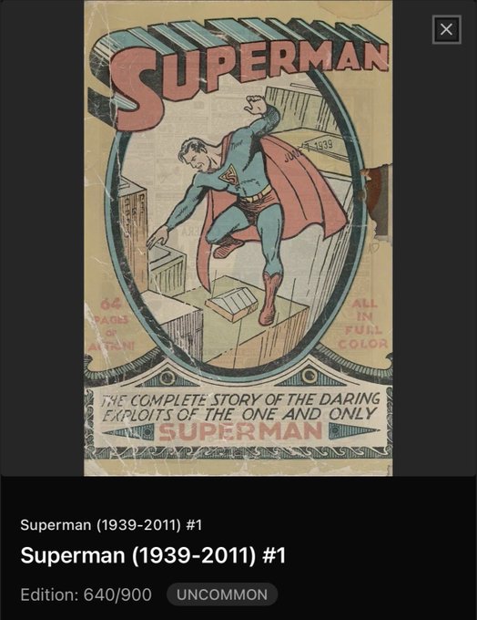 A vintage-style Superman comic book cover, specifically "Superman (1939-2011) #1", showing the superhero leaping over city buildings with the tagline "THE COMPLETE STORY OF THE DARING EXPLOITS OF THE ONE AND ONLY SUPERMAN".