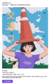 A promotional graphic featuring a stylized illustration of a woman in a purple shirt holding a large orange traffic cone, with text promoting a 'Become a Patient' giveaway.