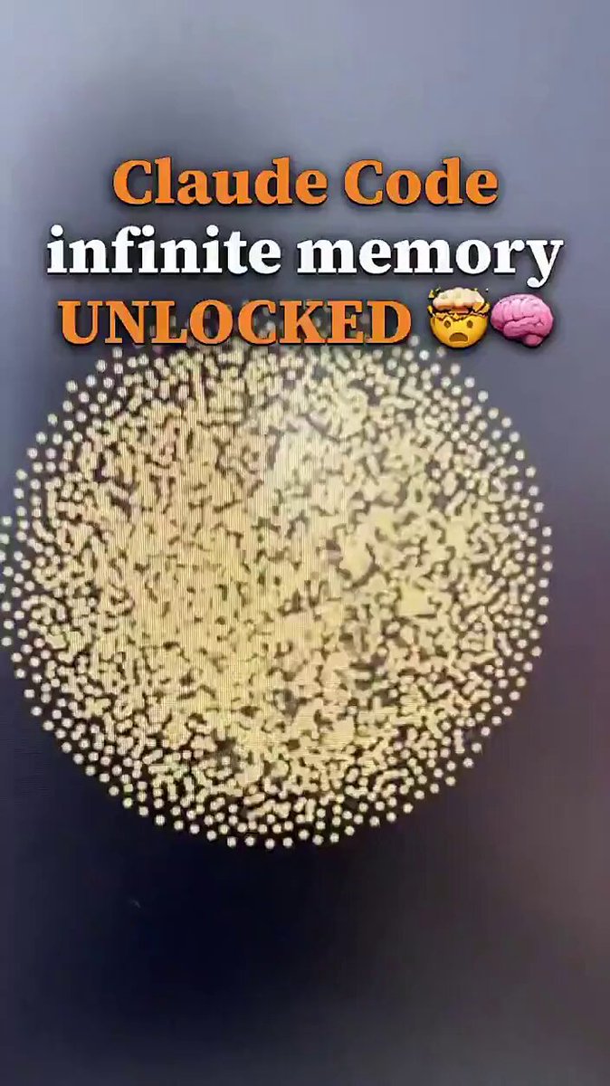 The image features a large circle with numerous small white dots scattered across its surface. The caption reads "Claude Code Infinite Memory Unlocked" above the circle, which suggests that the image is related to the concept of memory or the internet connection process. The text also mentions that Claude re-reads all failed attempts and old files every time, indicating a repetitive nature to the process. Additionally, it states that after 300,000 tokens, the quality of the connection deteriorates significantly. This implies that the memory capacity is limited, and once it reaches its maximum capacity, the connection quality declines rapidly.
