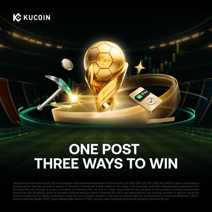 The image features a gold trophy with a soccer ball on top, surrounded by various tools and symbols associated with a gaming or trading environment. The text at the bottom of the image states "One Trophy. 1.4M+ USDT for every stage of your crypto journey. From active trading to exploration, your ultimate mid-week playbook is live: FUTURES: Final hours to claim your slice of the 10,000 USDT Early Bird pool! PAY: Unlock 5 USDT for >= 2 qualifying transactions". The post suggests that there are multiple ways to reach and benefit from a cryptocurrency investing strategy.