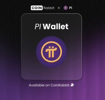 The image displays a promotional graphic announcing "PI Wallet" as "Available on CoinRabbit," featuring the Pi cryptocurrency logo with a "CoinRabbit × π" collaboration banner. This visually supports the post's warning by illustrating the very partnership being questioned—CoinRabbit's unverified claim to offer Pi Wallet services without official endorsement from the Pi Core Team.