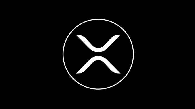 The image displays the XRP logo, a stylized "X" within a circle on a black background, representing the XRP cryptocurrency referenced in the accompanying post about its underperformance relative to BTC, ETH, and SOL.
