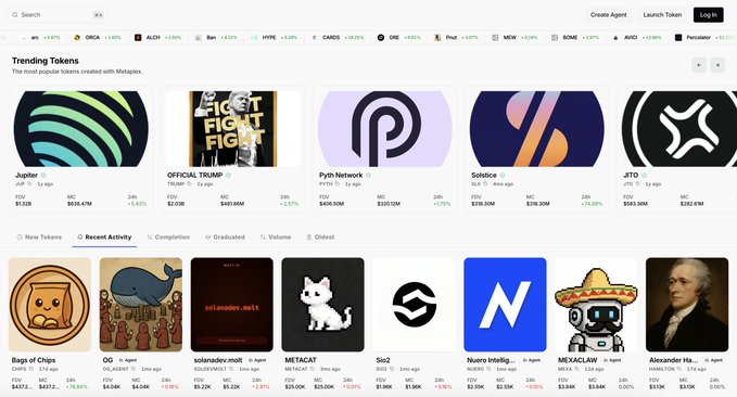 The image shows a webpage with various logos displayed, including logos for different cryptocurrency exchanges such as Metaplex. The website has a clean design and features a search bar at the top of the page that allows users to find and explore the available tokens. The post about trading tokens and trends in the cryptocurrency market is related to the content on the webpage, suggesting that it might be discussing recent developments or changes in the world of cryptocurrency exchanges.

The image also contains some text elements such as "Focus on what is in the image" and "see what new Metaplex powered launches are moving". These details provide context about the content displayed on the website and help users understand the purpose behind the post.
