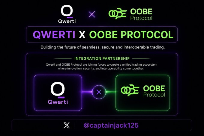 The image features a purple and green logo for @solana with the text "I strongly believed that next phase of agentic finance on @solana depends on more than intelligent agents. It requires frictionless access, seamless execution, and onboarding infrastructure that users can adopt instantly". The image also includes a graphic representation of an integration partnership between Qwerti AI and @QwertiObe Protocol.