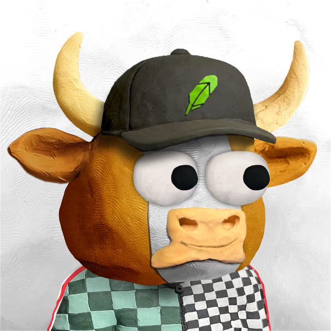 A cartoonish clay-style bull character wearing a green cap with a "B" logo and a checkered shirt appears in the image, fitting the "Clay Stonkz" theme of the post promoting a collection until reaching a 1 ETH floor price.