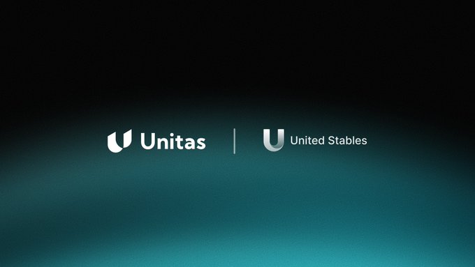 A dark gradient background displaying the white logos of 'Unitas' and 'United Stables' separated by a vertical line.