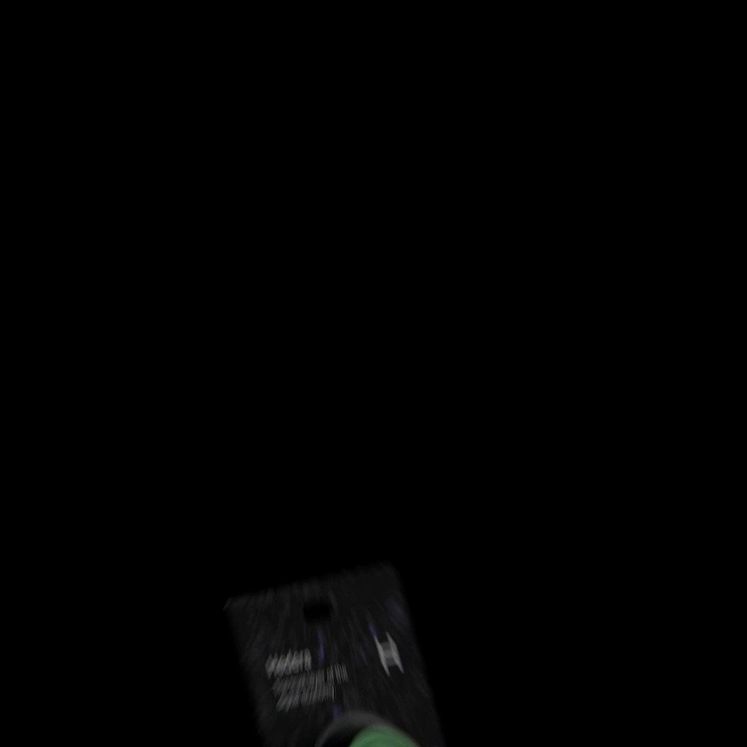 The image shows an electronic device, possibly a phone or tablet, with a green sticker on its bottom right corner. The background of the image is black, which contrasts with the green sticker. There are no texts or other objects present in the image.