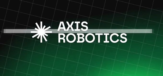 A logo graphic displays 'AXIS ROBOTICS' in bold white letters next to a starburst icon on a dark green grid background.