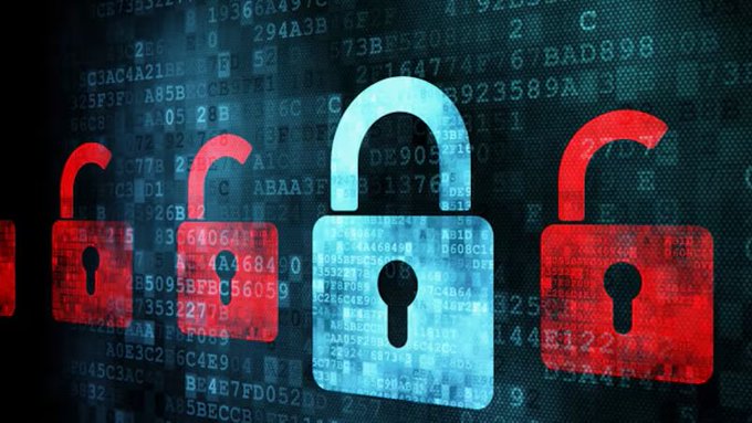 The image depicts a digital background with glowing binary code and three large, unlocked padlock icons, two in red and one in blue, symbolizing security breaches in the context of cryptocurrency hacks.