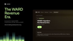 The image shows the "Ward Revenue Era" governance vote landing screen with a link to vote.wardenprotocol.org/governance, referencing the proposal for the $WARD$ migration to Base blockchain.