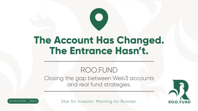 The image shows an advertisement for Roo Fund, which is a robo-advisor platform. The text on the poster reads "The Account Has Changed." This indicates that the account has been affected by changes or updates, possibly related to investment strategies or fees. The poster also mentions Roo Fund closing the gap between Web3 accounts and real fund strategies, suggesting that they are offering a solution for investors who want to access professional fund strategies in a more accessible manner.