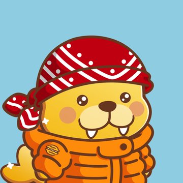 A cartoon illustration of a yellow character with fangs, wearing a red polka-dot beanie and an orange jacket, holding a gold coin.