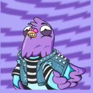 The image features a cartoon bird wearing a biker jacket with spikes, standing against a purple background. The caption of the image reads "I used to think the strongest NFTs were the rarest ones. Now I think the strongest NFTs are the ones connected to people doing something every day. That'S why the Wingston collection stands out". This statement is related to the post, as it highlights the importance of the Wingston collection and how it has gained recognition for its unique approach to NFTs.
