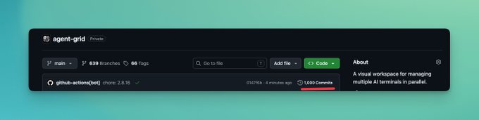 A screenshot of a GitHub repository page titled 'agent-grid' showing a dark mode interface with navigation elements, an 'Add file' button, and a 'Code' dropdown menu on a teal background.