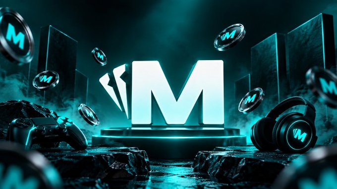 A digital graphic displays a glowing cyan 'IM' logo on a pedestal, surrounded by floating coins and gaming headsets with 'IM' branding in a dark, atmospheric setting.