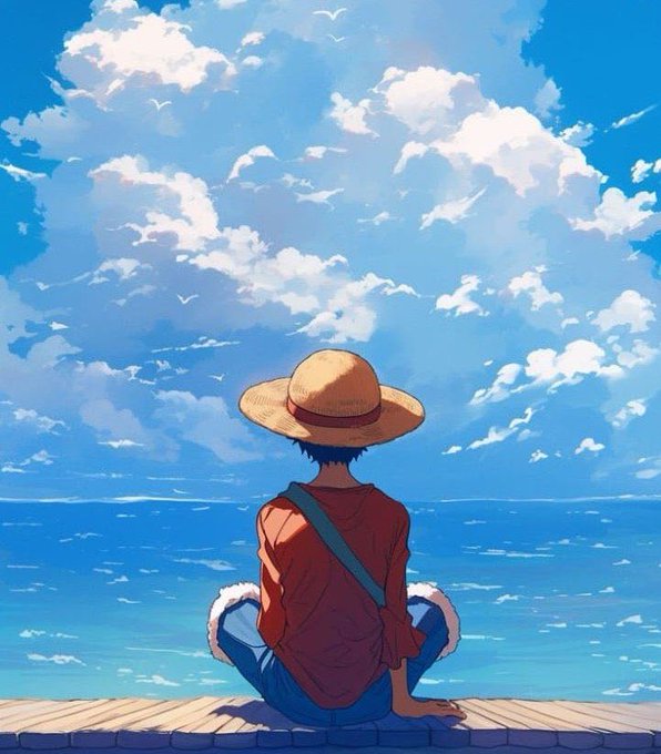 The image features a man sitting on a wooden pier with his back to the viewer, wearing a straw hat and an orange shirt. The sky above him is filled with clouds, creating a serene atmosphere. There are no texts or other objects present in the image, making it a simple yet captivating scene that could be related to the post about Web3 apps.