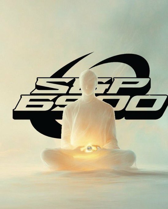 A meditative figure sitting cross-legged holding a glowing orb, set against a backdrop with the stylized text 'Slip Blood' or similar logo design.