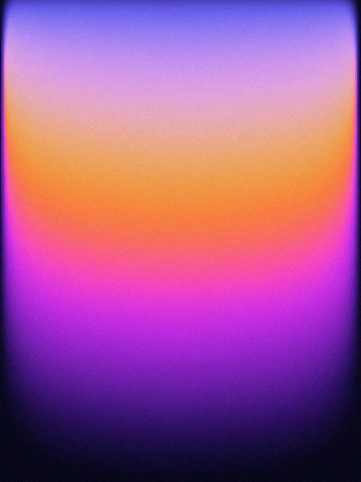 An abstract gradient image transitioning from purple at the top and bottom to orange in the center, with a vintage film grain effect.